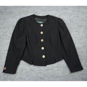 H. Moser Jacket Blazer Cardigan Women's 40 (36" Chest) Black Wool Blend Salzburg